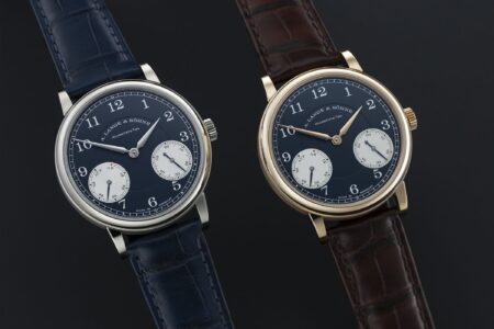 A. Lange & Söhne Shrinks the 1815 Up/Down Into a Sharper Limited Edition A. Lange & Söhne 1815 Up/Down limited edition watches in pink gold and white gold with blue dials