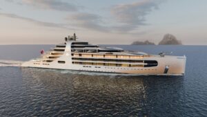 Maybach Ocean Club superyacht at anchor in a refined Mediterranean setting