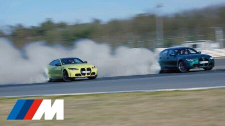 BMW’s Drift Patent Uses Suspension to Help Break Rear Traction BMW performance coupe drifting on a test track