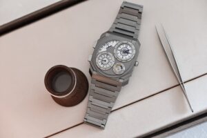 Bulgari Octo Finissimo Dual Time x Vianney Halter with four porthole-style displays
