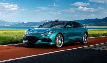 Denza Z9 GT e3 Brings 1,140 HP Into Reach at a Lower Price Denza Z9 GT e3 electric grand tourer driving on a road