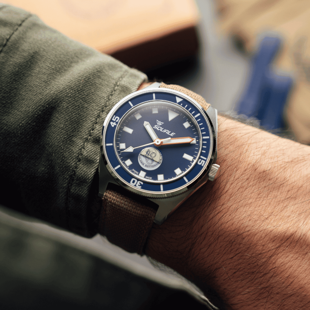 Squale Galeazzi Artiglio dive watch with blue dial and matching bezel
