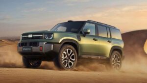 Geely Galaxy Zhanjian 700 off-road SUV driving across rugged terrain