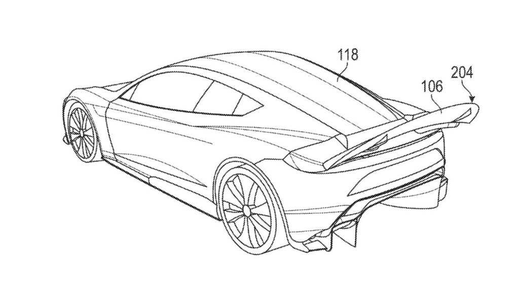 Tesla Roadster Patent Points to a Retractable Active Rear Wing Tesla Roadster rear profile with an active aerodynamic wing concept
