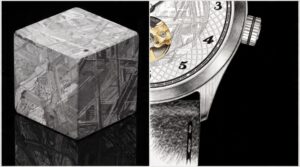 Tektora-inspired compact meteorite open-heart watch concept with guilloché chapter ring and syringe hands