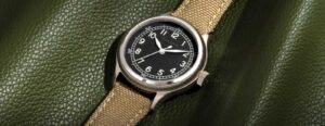 Bulova A-11 JIMMY stainless steel field watch with black dial and white Arabic numerals