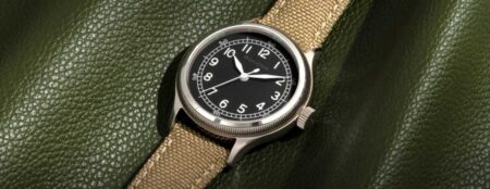 Bulova A-11 JIMMY stainless steel field watch with black dial and white Arabic numerals