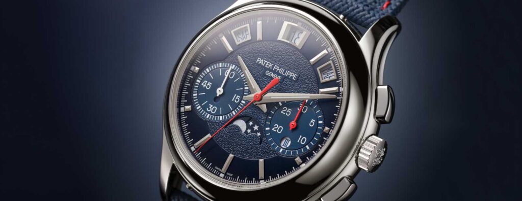 Patek Philippe Ref. 5978P-010 Milano 2026 platinum perpetual calendar chronograph with navy blue dial