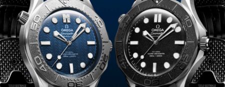 Omega Seamaster Diver 300M Bond and Spectre watches with blue and black dials