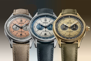 Angelus Chronographe Tachymètre gold and steel monopusher chronograph watches