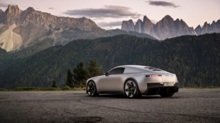 Audi electric performance car concept with dramatic lighting and electric visual effects