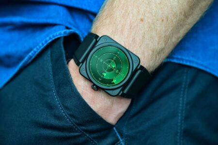 Bell & Ross BR-03 Green Radar Ceramic with green radar-style dial and black ceramic case