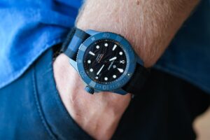 Bremont Takes the Supermarine Full Ceramic Into Deep Blue Bremont Supermarine Full Ceramic Deep Blue dive watch with blue ceramic case and black wave dial
