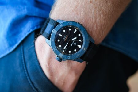 Bremont Takes the Supermarine Full Ceramic Into Deep Blue Bremont Supermarine Full Ceramic Deep Blue dive watch with blue ceramic case and black wave dial