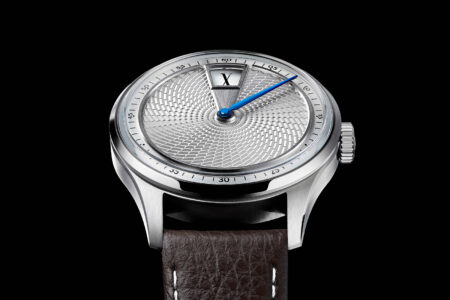 Christopher Ward C1 Jump Hour XV Limited Edition watch with blue minute hand and jump hour display