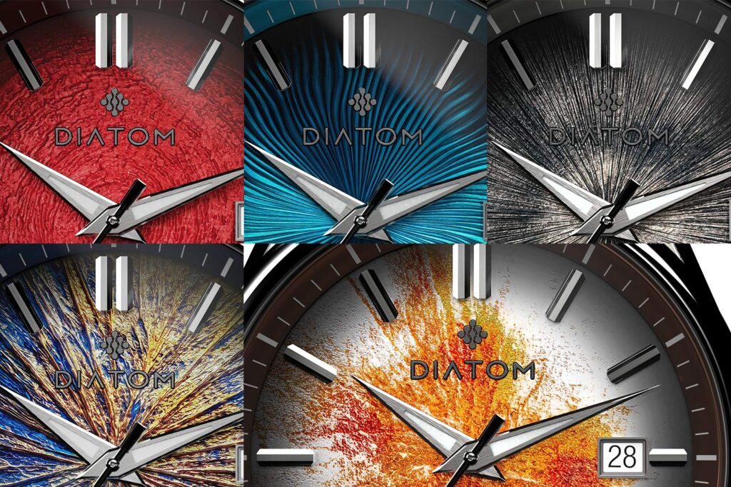 Diatom Inner Worlds watch collection with planet-inspired textured dials