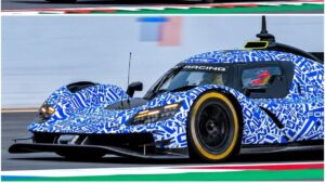 Camouflaged Ford Le Mans Hypercar prototype testing at Silverstone
