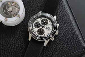 Fortis Novonaut N-42 Halo Edition with fully luminous dial and coloured ceramic bezel