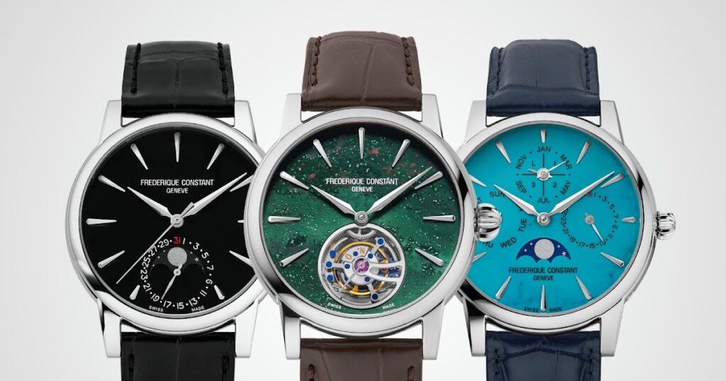 Frederique Constant The Elements Collection 2026 three mineral dial watches in stainless steel
