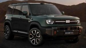 Geely Battleship 700 plug-in hybrid SUV in an off-road setting