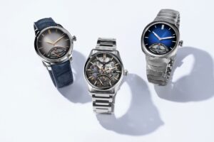 H. Moser & Cie. steel watches with 30-second retrograde seconds displays