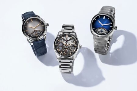 H. Moser & Cie. steel watches with 30-second retrograde seconds displays
