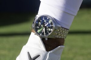 IWC Brings Olive Green to the Pilot’s Watch Chronograph 43 IWC Pilot’s Watch Chronograph 43 Olive Green IW378008 on stainless steel bracelet
