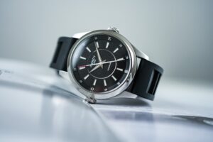 Inercy Paris Compass watch with dual crowns and compass-inspired dial