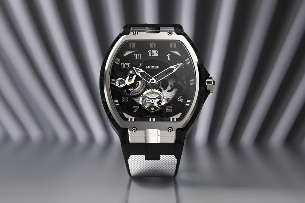 Lorige Turns Le Mans Brake Material Into the BL-Evolution Competition Lorige BL-Evolution Competition watch with carbon case and Inter Europol yellow and green seconds display