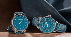 MeisterSinger No.03 and Perigraph special editions with turquoise blue dials in 38 mm cases