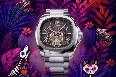 Mido Brings Alebrijes to the Multifort TV Big Date Mido Multifort TV Big Date Día de los Muertos Alebrijes watch with calavera and Alebrijes dial