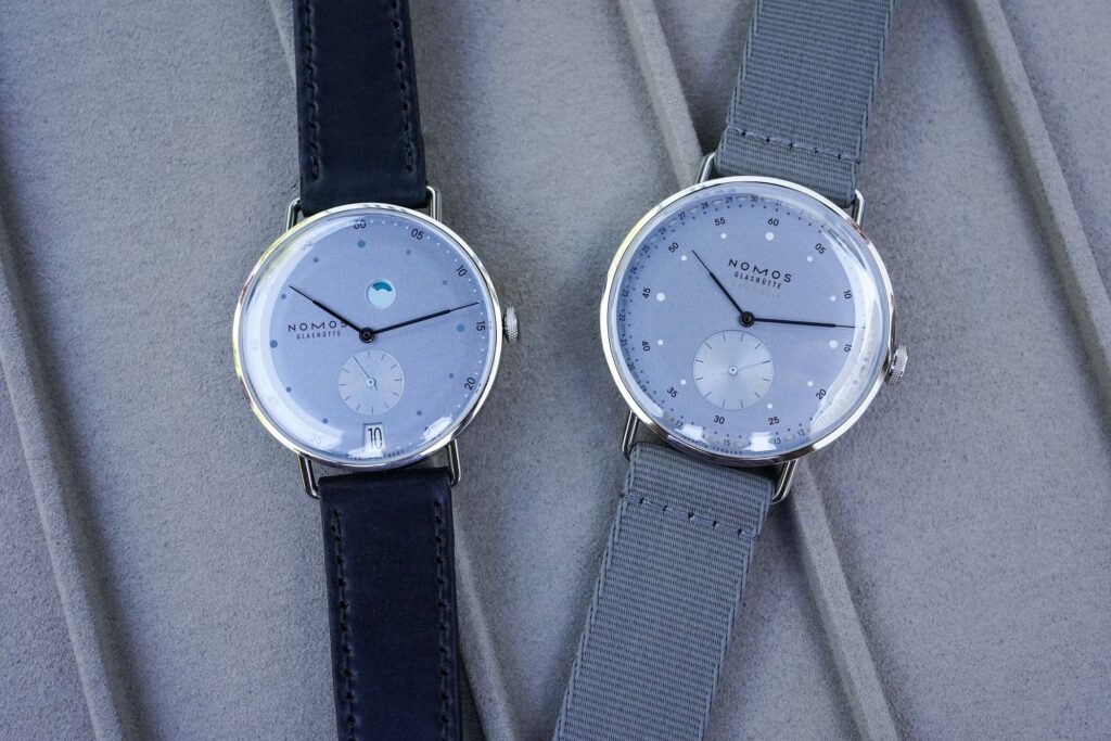 Nomos Metro Date Power Reserve and Metro Neomatik 41 Update with ice blue dials