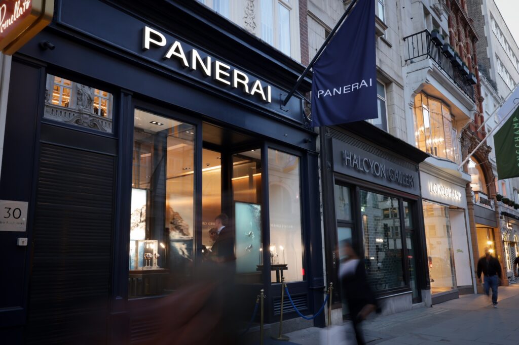 Panerai watches displayed during an OT Club evening at the New Bond Street boutique