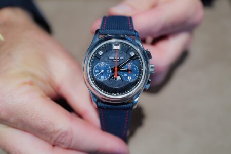 Patek Philippe 5978P-010 Milano 2026 platinum perpetual calendar chronograph with blue dial