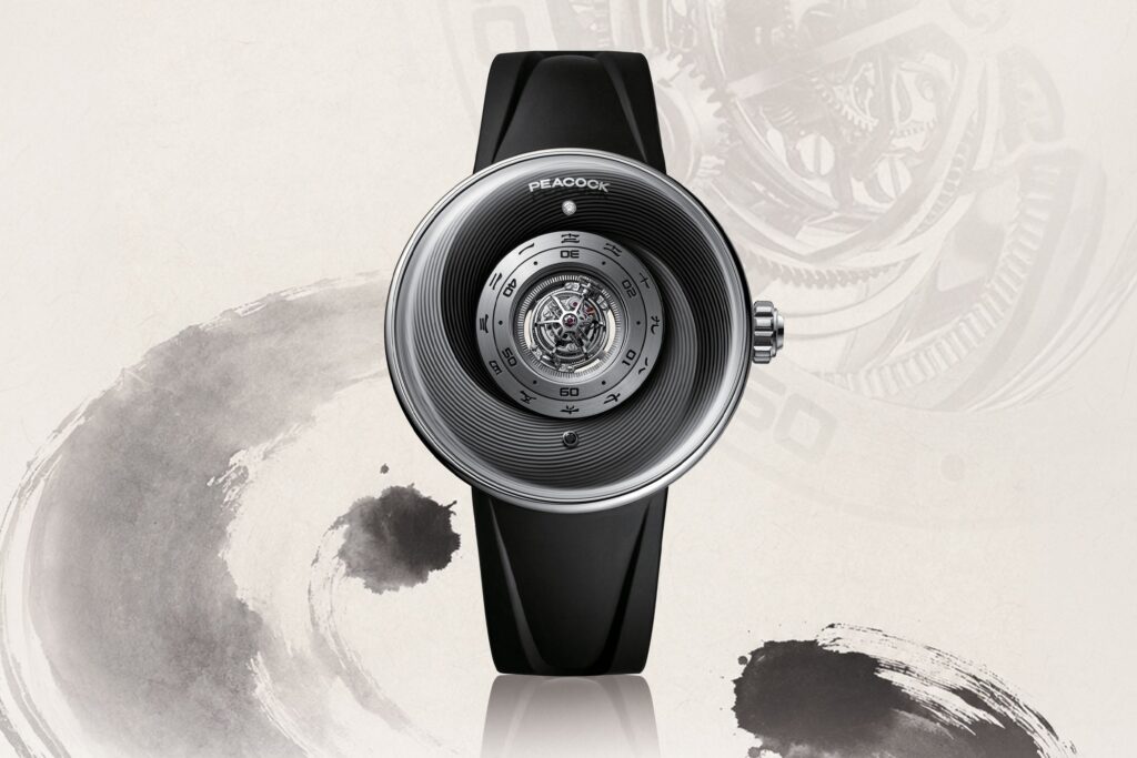 Peacock’s Tai Chi Curved Guilloché Puts a Tiny Triple-Axis Tourbillon at Centre Stage Peacock Tai Chi Curved Guilloché Triple-Axis Tourbillon in white gold with central tourbillon