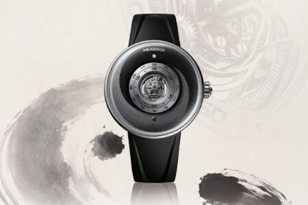 Peacock’s Tai Chi Curved Guilloché Puts a Tiny Triple-Axis Tourbillon at Centre Stage Peacock Tai Chi Curved Guilloché Triple-Axis Tourbillon in white gold with central tourbillon