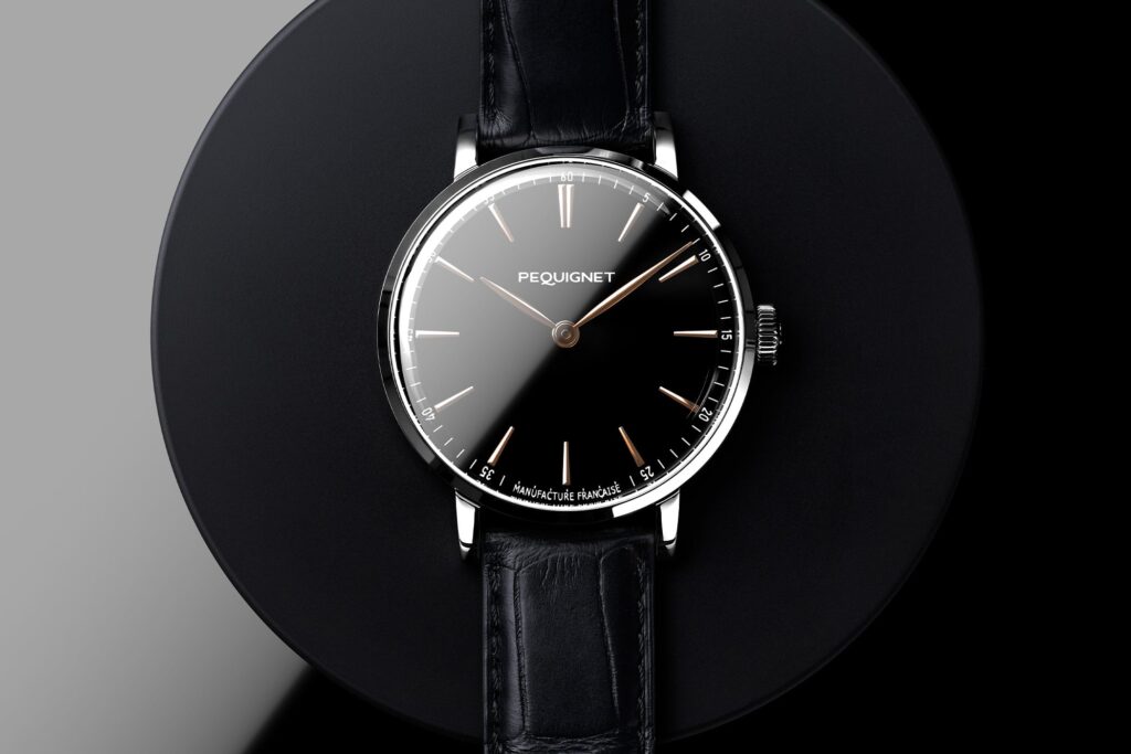 Pequignet Attitude Onyx watch with black onyx dial and rose-gold-coloured details