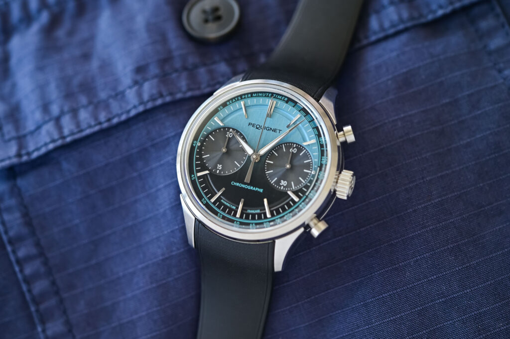 Pequignet Brings a BPM Scale to the Royale Paris Chronograph Pequignet Royale Paris Chrono BPM with electric blue and black gradient dial