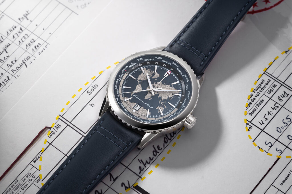 Raymond Weil’s Freelancer World-Traveller Turns the GMT Worldtimer Into an Anniversary Piece Raymond Weil Freelancer World-Traveller GMT Worldtimer with midnight blue map dial