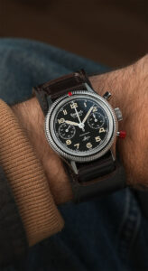 Hanhart 417 ES Steve McQueen Limited Edition chronograph on a brown cuff leather strap