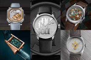 Selection of unique TimeForArt 2026 watches with artistic stone and sculptural dials