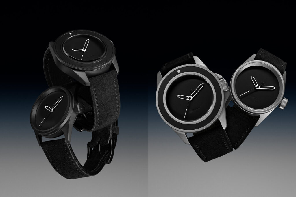 Unimatic ICON Limited Edition titanium watches with black minimalist dials