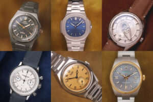 Selection of anniversary wristwatches from Seiko, Citizen, Oris, Tudor and Rolex arranged together