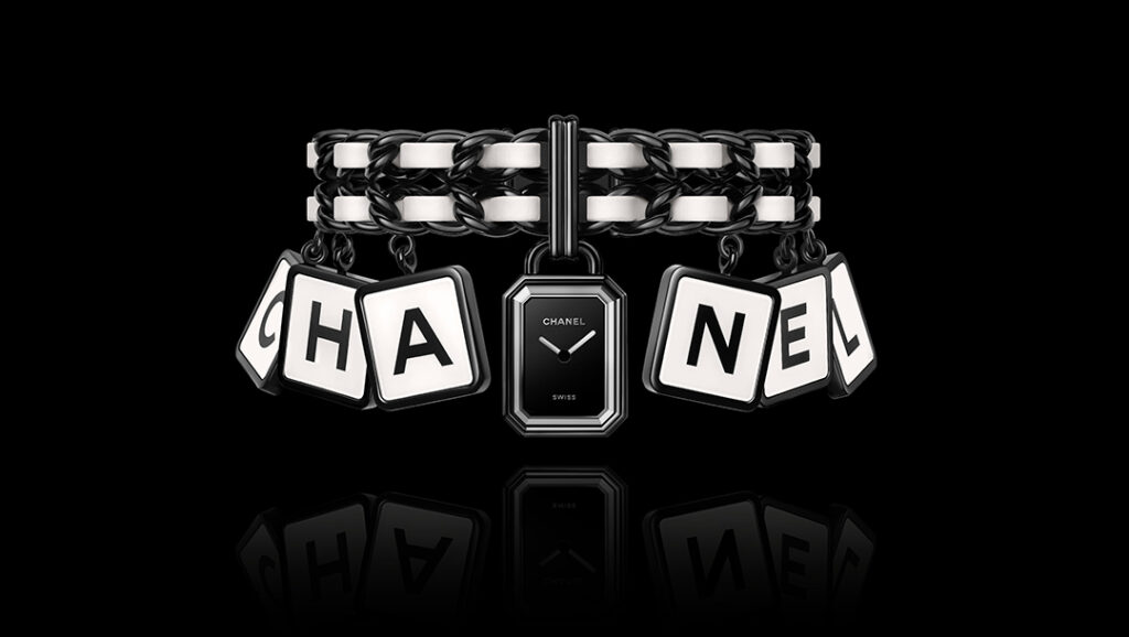 Chanel Première Coco Game limited edition watch with black dial and dangling CHANEL letter charms