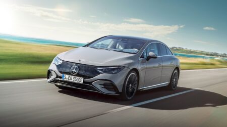 Mercedes-Benz Cuts the EQE Sedan and Key Flagship Variants for 2027 Mercedes-Benz EQE sedan parked on a modern city street
