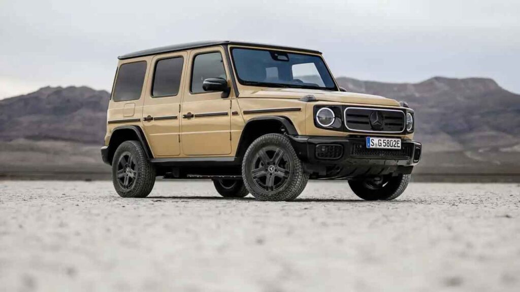 Mercedes-Benz G 580 Electric gains efficiency and faster charging for 2027 2027 Mercedes-Benz G 580 Electric luxury SUV driving on a road