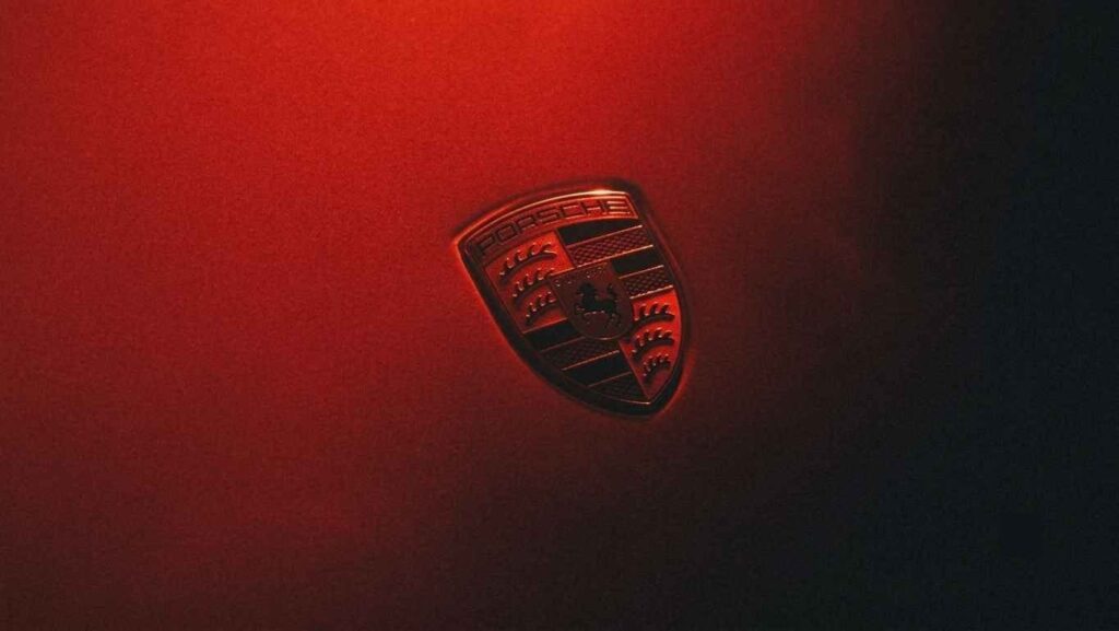 Porsche Mission S Concept teaser showing slim LED lighting and sculpted bodywork