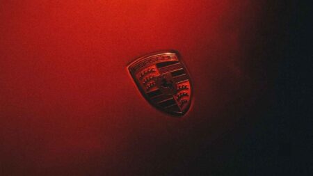 Porsche Mission S Concept teaser showing slim LED lighting and sculpted bodywork