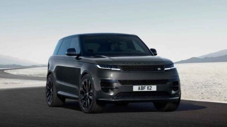 2026 Range Rover Sport driving on a road