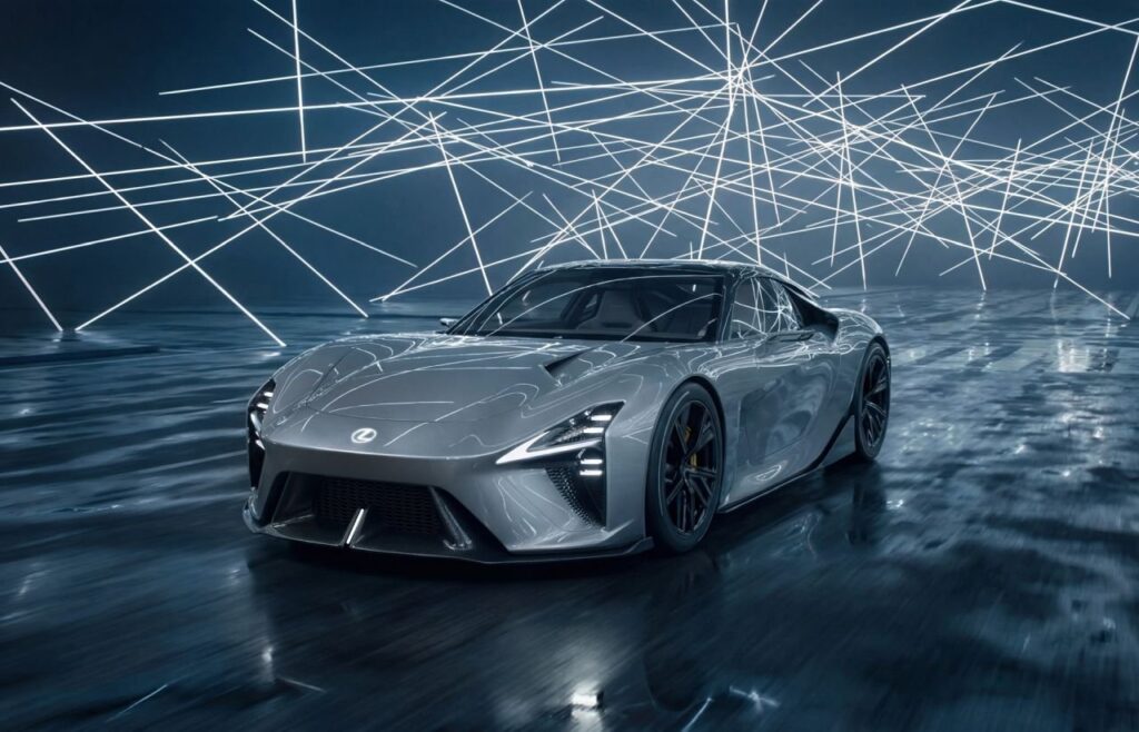 Lexus LFA-inspired performance car concept shown in a dark studio setting